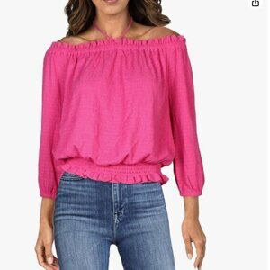 Michael Kors Womens Smocked Haltertie Cropped Top Size large NWT